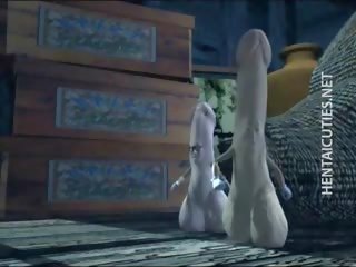 Wulps 3d hentai verbeelding vrouw wrijven een reusachtig phallus