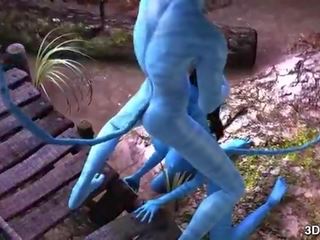Avatar godin anaal geneukt door reusachtig blauw schacht