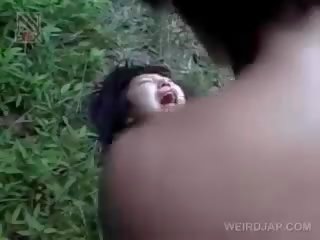 Fragile Asian girlfriend Getting Brutally Fucked Outdoor