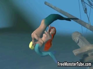 3d малко mermaid особеност получава прецака трудно подводен