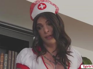 Tattooed Nurse shemale Chelsea Marie missionary anal dirty video video
